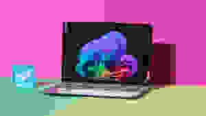 Lenovo Yoga Slim 7x (2024) on a pink background.