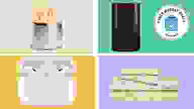 Four products with the Cyber Monday Deals Reviewed badge in front of colored backgrounds.