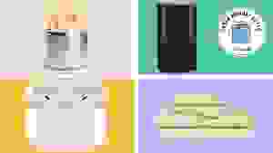 Four products with the Cyber Monday Deals Reviewed badge in front of colored backgrounds.
