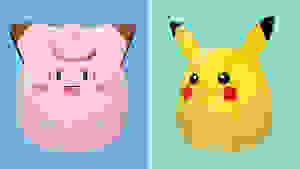 Clefairy and Pikachu Squishmallow on blue a teal background.
