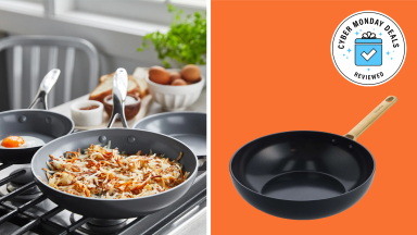A colorful collage with GreenPan and a Cyber Monday logo in the corner.