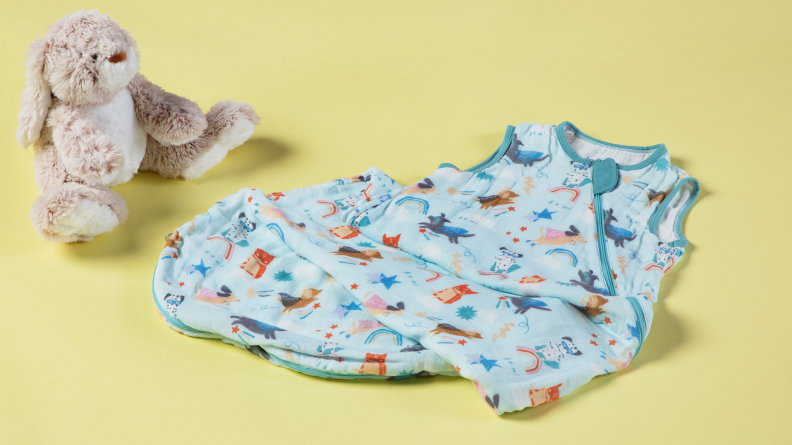 The LouLou Lollipop sleep sack on a yellow background