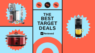 A colorful collage with the best Target deals including a Crock-Pot, a Keurig coffee maker, and more.
