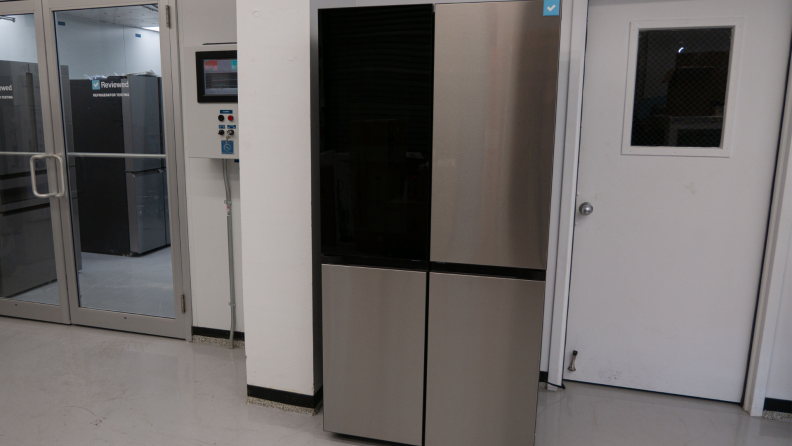 The exterior of the Samsung Bespoke fridge in the Reviewed labs